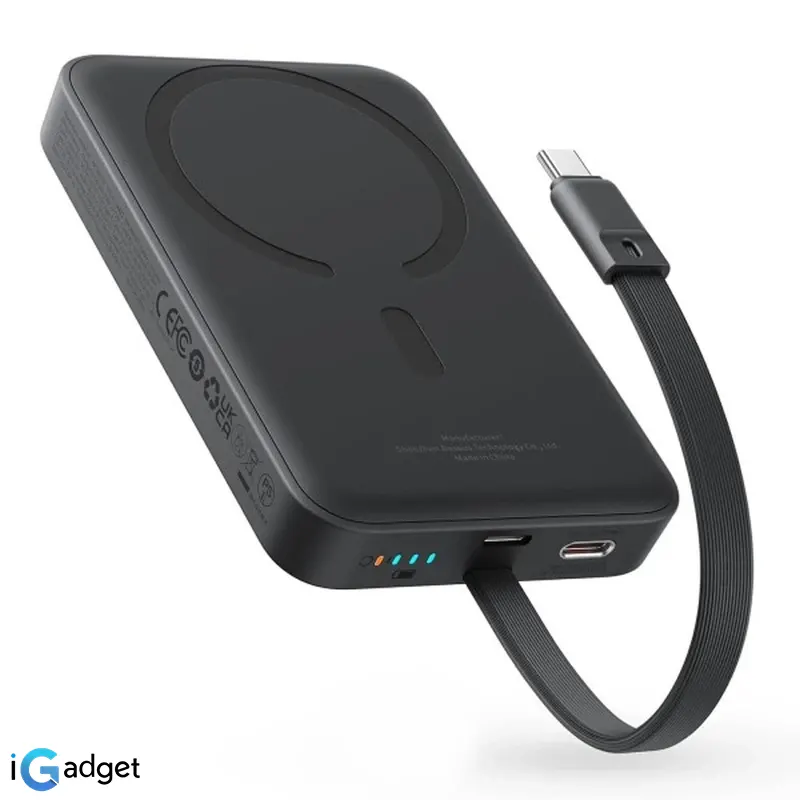 پاوربانک بی سیم 30 وات باسئوس مدل Magnetic Mini ظرفیت 10000 میلی آمپر ساعت