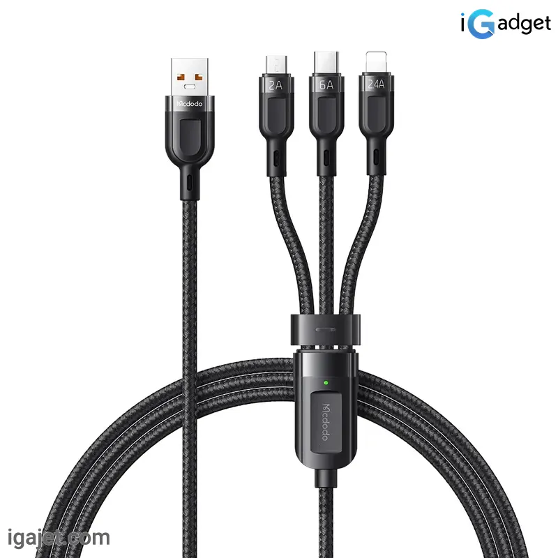 کابل تبدیل USB به microUSB / لایتنینگ / USB-C مک دودو مدل CA-0930 طول 1.2 متر
