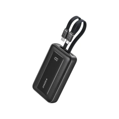 پاوربانک 30 وات انکر مدل Zolo A1680 ظرفیت 10000 میلی آمپر ساعت با کابل USB-C و لایتنینگ داخلی